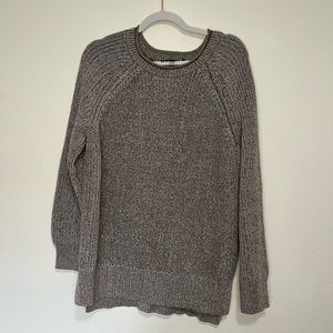 Ellen Tracy Oatmeal Marl Cotton Blend Crew Neck Sweater Size L